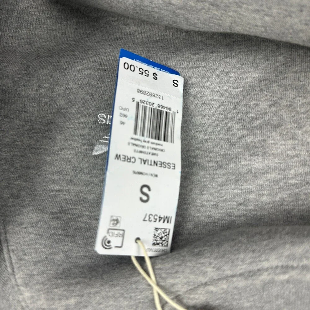 Adidas Sweatshirt Men Small Gray Solid Essential Crewneck Pullover Jumper Logo S